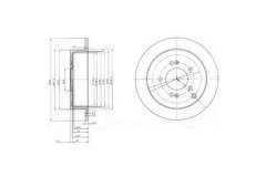 BG3680_диск тормозной заднийSanta Fe для HYUNDAI TUCSON (JM) 2.7 Привод на все колеса 2004-, код двигателя G6BA-G, V см3 2656, кВт 129, л.с. 175, бензин, Delphi BG3680