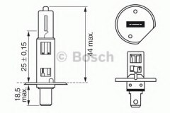 Лампа STANDARD H1 12V 55W 1987302011 для HYUNDAI H-1 Фургон 2.5 TD 2000-2000, код двигателя D4BF, V см3 2476, кВт 59, л.с. 80, Дизель, Bosch 1987302011