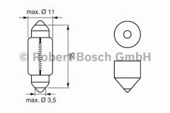 Лампа STANDARD C5W 12V 5W 1987302211 для HYUNDAI SANTA FE I (SM) 2.4 16V 2001-2006, код двигателя G4JS-G, V см3 2351, кВт 100, л.с. 136, бензин, Bosch 1987302211